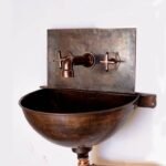 Copper Wall Mounted Bathroom Sink With Copper Mixer Faucet