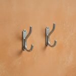Set of 2 Chrome Wall Hooks – Handmade Double Robe Hooks for Bathroom