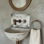 White Patina Copper Wall-Mounted Bathroom Sink