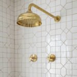 Unlacquered Brass Shower System – Wall Mount Rain Head & Cross Valves