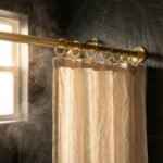 Unlacquered Brass Shower Curtain Rod – Wall Mounted Rail with Rings - Image 2
