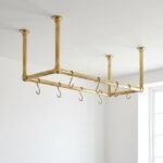 Solid Brass Ceiling Pot Rack – Handmade Hanging Kitchen Rail with Hooks - Image 4