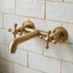 Unlacquered Brass Wall Faucet – Vintage Double-Handle Sink Tap