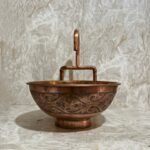Artisanal copper Vessel Sink, Engraved Handmade Copper Sink Bathroom