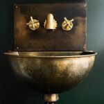 Antique Brass Wall Mount Sink With Brass Mixer Faucet