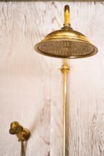 Unlacquered Brass Bathroom shower with Round Shower Head, Handheld Shower - Image 2