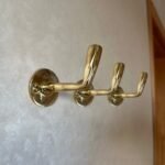 Set of 3  Unlacquered Brass Wall Hooks- Handcrafted Coat Hanger-Towel Hook for Bathrooms & Kitchens - Image 2