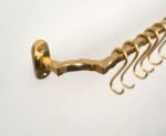 Unlacquered Solid Brass Pot Rail With Hooks , Vintage Pot Hangers for Kitchen
