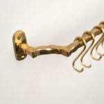 Unlacquered Solid Brass Pot Rail With Hooks , Vintage Pot Hangers for Kitchen
