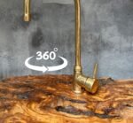 Unlacquered Brass Bathroom Faucet, Solid Brass Mixer Faucet, Single Handle Bar Brass Faucet - Image 3