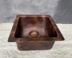 Undermount Copper Sink – Aged Square Single Basin - Image 2