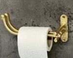 Handmade Brass Toilet Paper Holder – Solid Unlacquered Wall Mounted Bathroom Fixture - Image 2