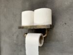 Antique Brass Toilet Roll Holder ,Phone Shelf Style - Image 2