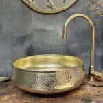 Round Hammered Brass Sink – Vessel Vanity Bowl