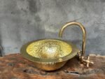 Handcrafted Round Brass Drop in Sink  ,Round Hammered Brass Bathroom Sink - Image 3