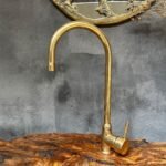 Unlacquered Brass Bathroom Faucet, Solid Brass Mixer Faucet, Single Handle Bar Brass Faucet