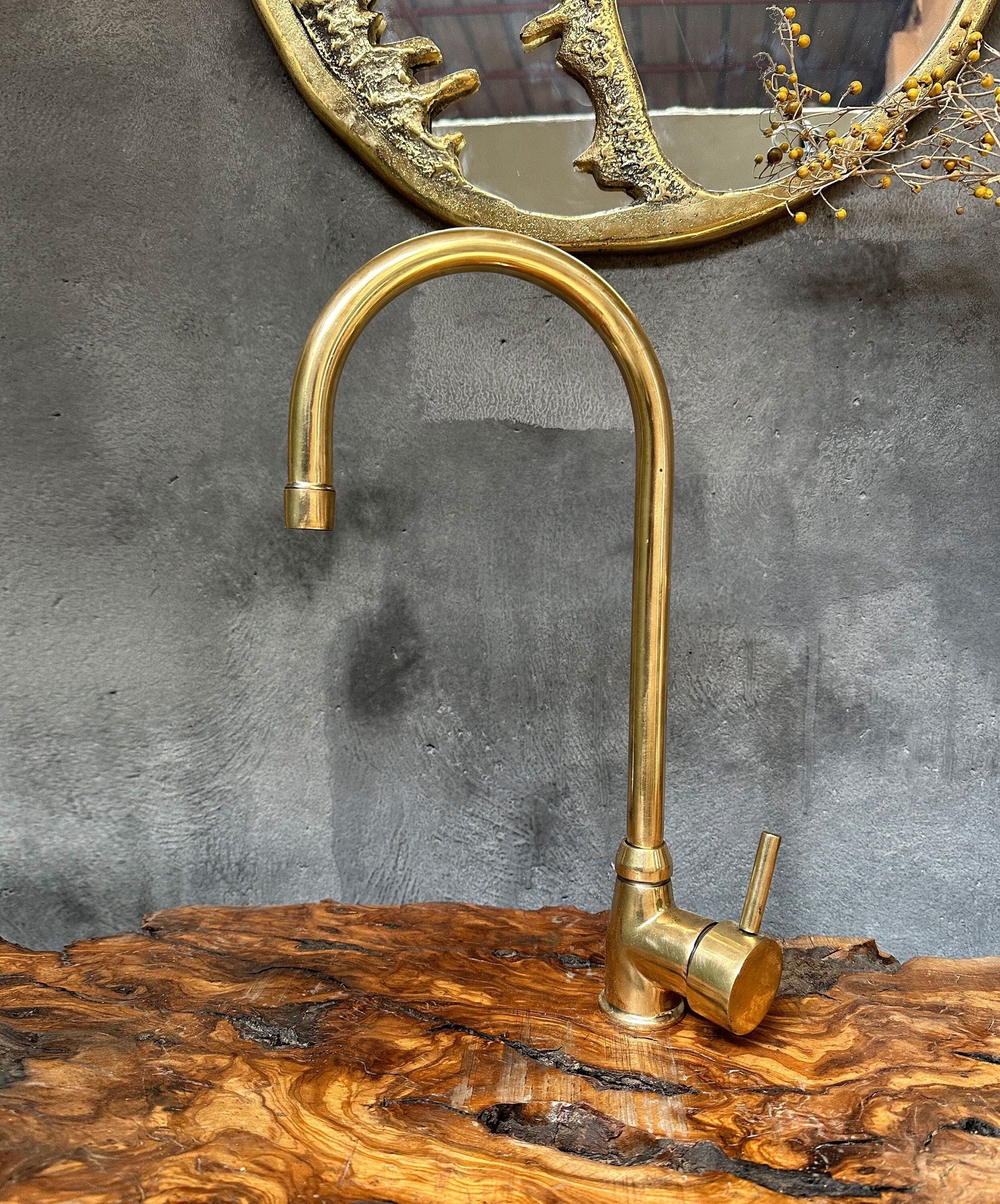 il_fullxfull.6001137149_rbhg Unlacquered Brass Bathroom Faucet, Solid Brass Mixer Faucet, Single Handle Bar Brass Faucet - Image 1