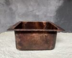 Undermount Copper Sink – Aged Square Single Basin - Image 3
