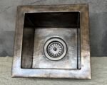 Bronze Undermount Bar Sink – Hammered Square Brass