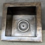 Bronze Undermount Bar Sink – Hammered Square Brass