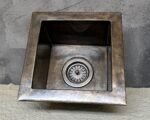 Bronze Undermount Bar Sink – Hammered Square Brass - Image 3