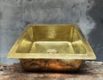 Undermount Unlacquered brass Bar Sink ,Hammered Brass Kitchen Sink - Image 3