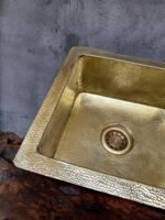 Undermount Unlacquered brass Bar Sink ,Hammered Brass Kitchen Sink - Image 4