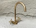 Unlacquered Brass Faucet – Gooseneck Bathroom Tap - Image 5