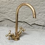 Unlacquered Brass Faucet – Gooseneck Bathroom Tap