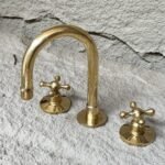 Brass Widespread Faucet – Unlacquered Cross Handle