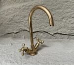 Unlacquered Brass Faucet – Gooseneck Bathroom Tap - Image 2