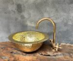 Handcrafted Round Brass Drop in Sink  ,Round Hammered Brass Bathroom Sink