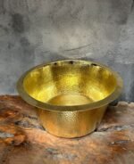Hammered Brass Bar Sink – Round Unlacquered Prep Bowl - Image 4