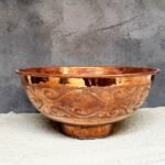 Engraved Copper Basin – Round Hammered Vessel Sink