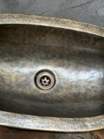 Oil Rubbed Bronze Bathroom Sink, Oval Patina Brass Handcrafted Drop in Sink - Image 2