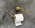 Curved Unlacquered Brass Toilet Paper Holder – Handcrafted Wall Mounted Solid Brass Roll Holder - Image 4