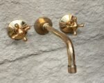 Brass Wall Mount Faucet – Unlacquered Bathroom Tap - Image 2