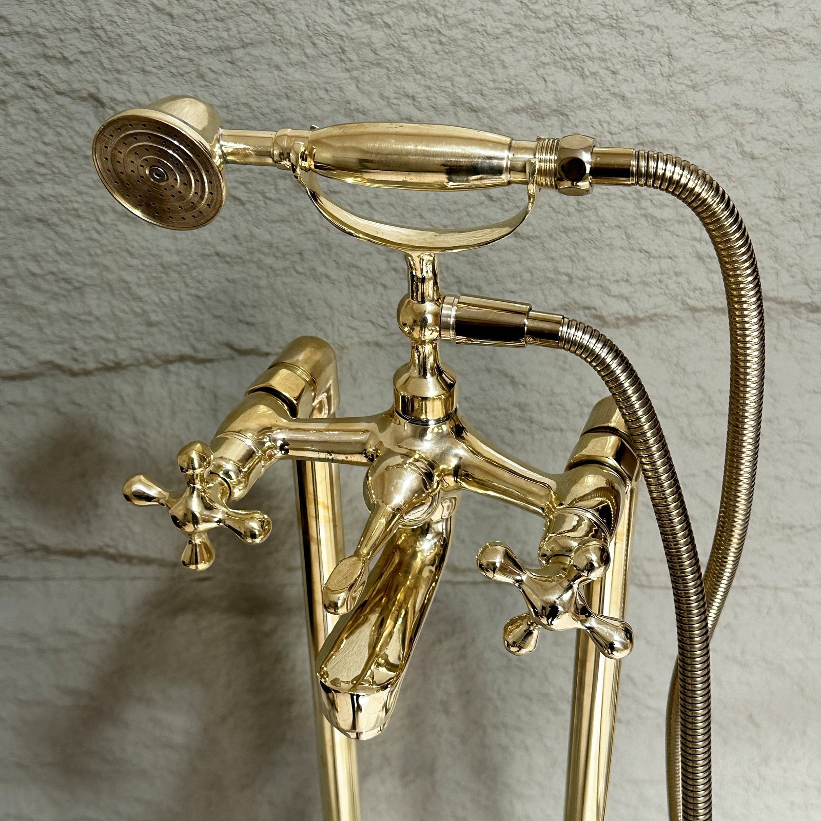 il_fullxfull.6166557407_ctcc Brass Freestanding Tub Filler – Hand Shower Included - Image 1