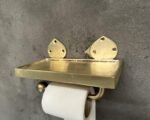 Solid Brass Toilet Paper Holder with Shelf – Handmade Wall Mount Accessory - Image 3
