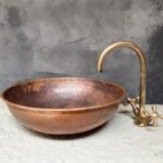 Round Copper Vessel Sink – Aged Bathroom Vanity Basin