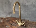 Durable Brass Bathroom Sink Faucet, Solid Brass Gooseneck Faucet For Sink , Unlacquered Brass Tap - Image 2