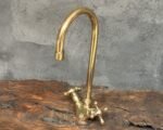 Durable Brass Bathroom Sink Faucet, Solid Brass Gooseneck Faucet For Sink , Unlacquered Brass Tap - Image 4