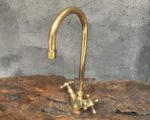 Durable Brass Bathroom Sink Faucet, Solid Brass Gooseneck Faucet For Sink , Unlacquered Brass Tap - Image 3