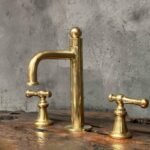 Victorian Brass Bathroom Faucet – Widespread Deck Mount