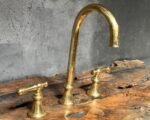 Victorian Unlacquered Brass Bathroom Faucet – 3-Hole Design - Image 4