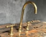 Victorian Unlacquered Brass Bathroom Faucet – 3-Hole Design - Image 2