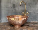 Hammered Copper Basin – Engraved Round Vessel Sink - Image 3