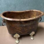 Small Copper Clawfoot Bathtub With Towel Rings