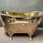 Clawfoot Bathroom Bathtub, Unlacquered Brass Soaking Bathtub, Outdoor Soaking Tub With Towel Holder