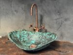 Handmade Hammered Copper Sink with Turquoise Patina - Image 2
